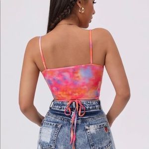 Cute tie dye pink tank top